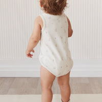 Pima Cotton Noah Playsuit - Fable Deer Cloud Childrens Playsuit from Jamie Kay USA