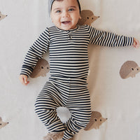 Organic Cotton Modal Lennon Beanie - Narrow Stripe Constellation/Soft Clay Childrens Hat from Jamie Kay USA