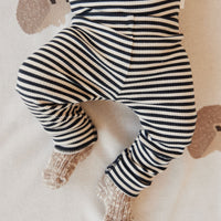 Organic Cotton Modal Everyday Legging - Narrow Stripe Constellation/Soft Clay Childrens Legging from Jamie Kay USA