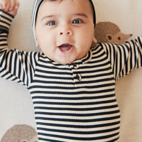 Organic Cotton Modal Lennon Beanie - Narrow Stripe Constellation/Soft Clay Childrens Hat from Jamie Kay USA