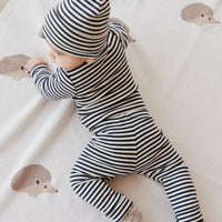 Organic Cotton Modal Everyday Legging - Narrow Stripe Constellation/Soft Clay Childrens Legging from Jamie Kay USA