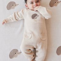 Theo Onepiece - Oatmeal Marle Hedgehog Childrens Onepiece from Jamie Kay USA