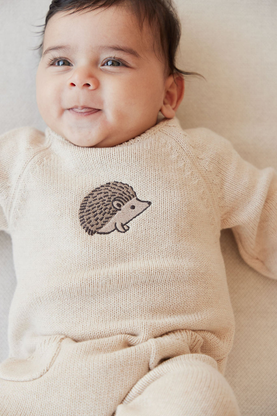 Theo Onepiece - Oatmeal Marle Hedgehog Childrens Onepiece from Jamie Kay USA