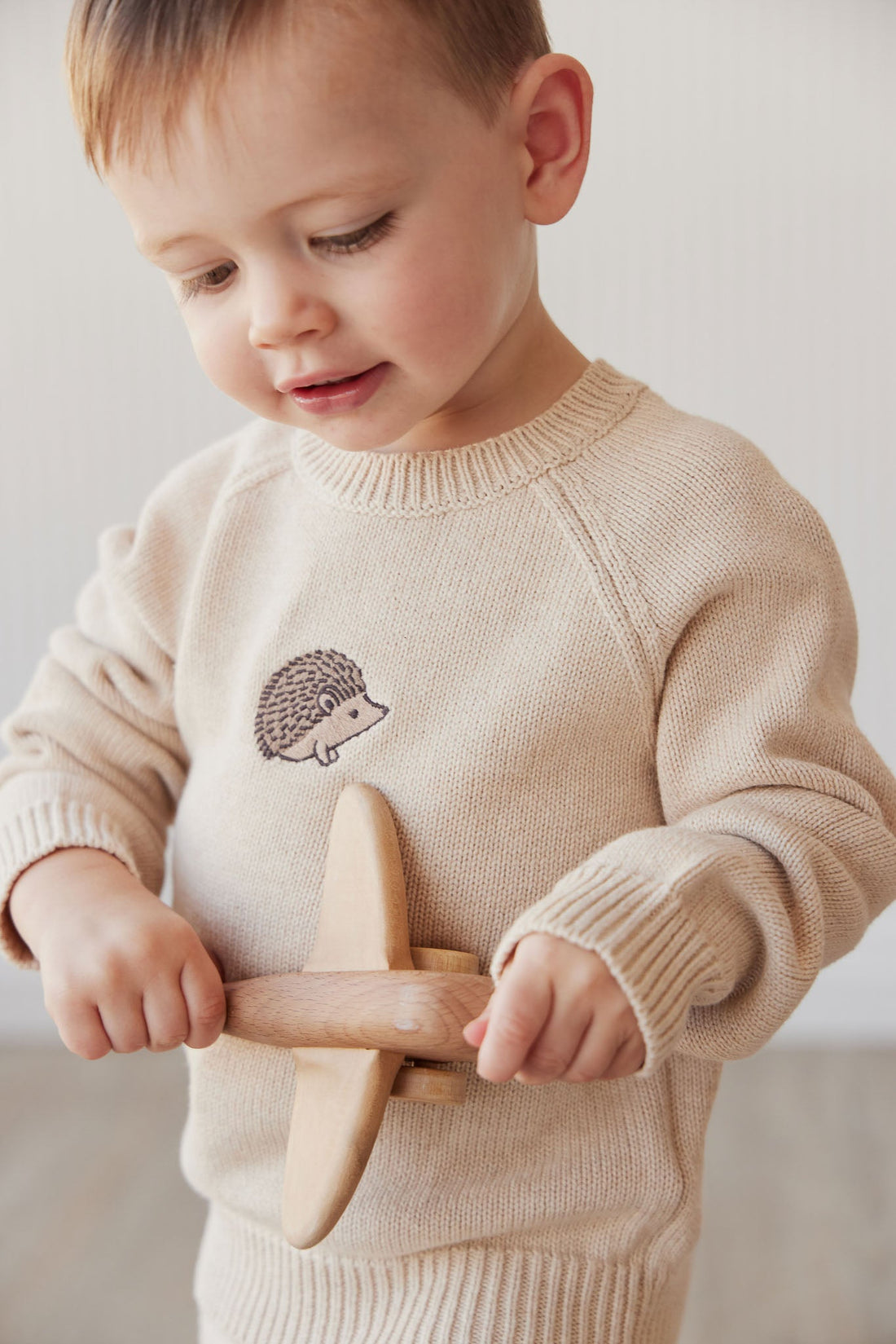 Ethan Jumper - Oatmeal Marle Hedgehog Childrens Jumper from Jamie Kay USA