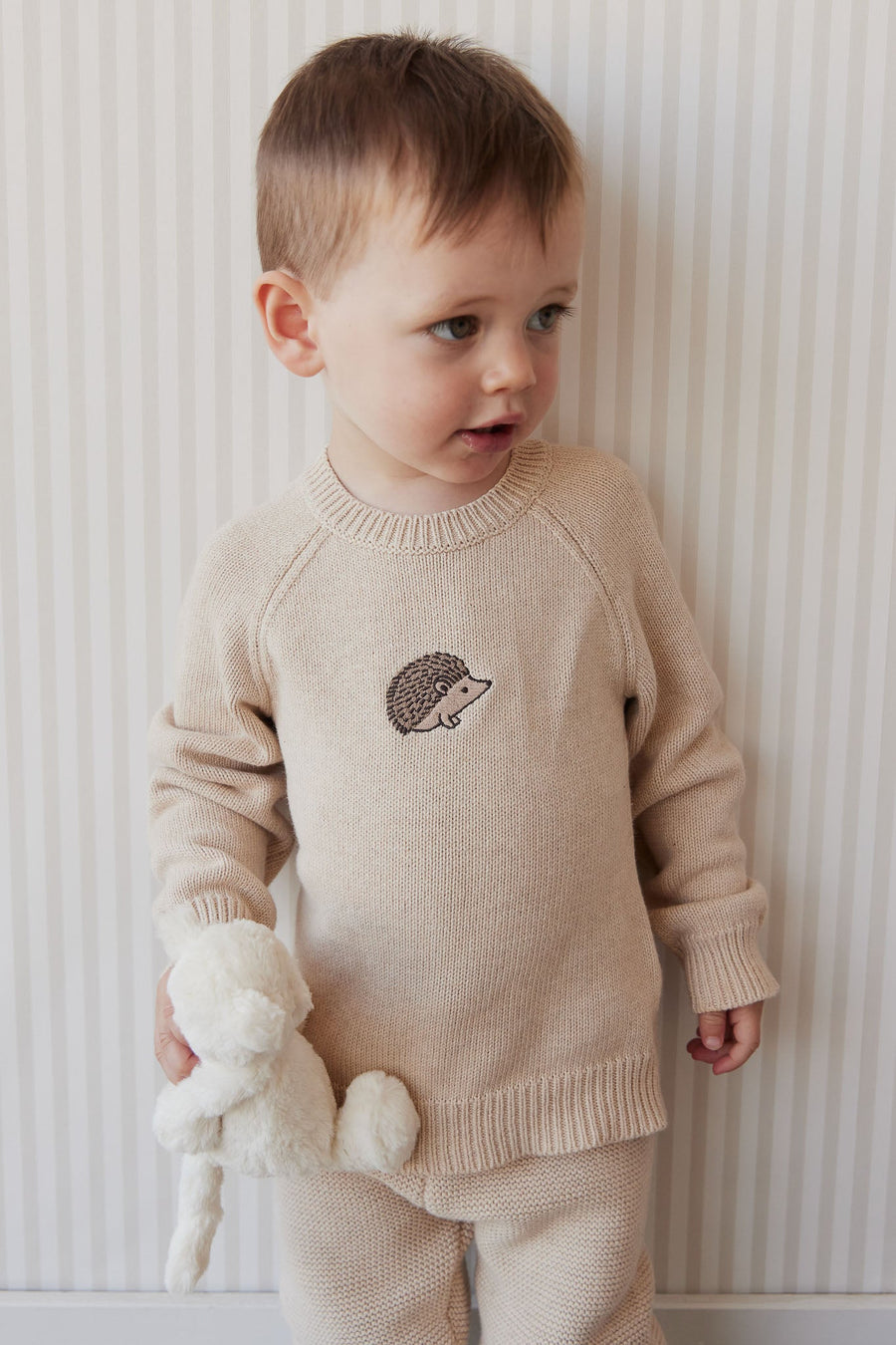 Ethan Jumper - Oatmeal Marle Hedgehog Childrens Jumper from Jamie Kay USA