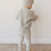 Organic Cotton Modal Everyday Legging - Narrow Stripe Willow/Soft Clay Childrens Legging from Jamie Kay USA