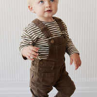 Pima Cotton Arnold Long Sleeve Top - Narrow Stripe Deep Olive/Soft Clay Childrens Top from Jamie Kay USA