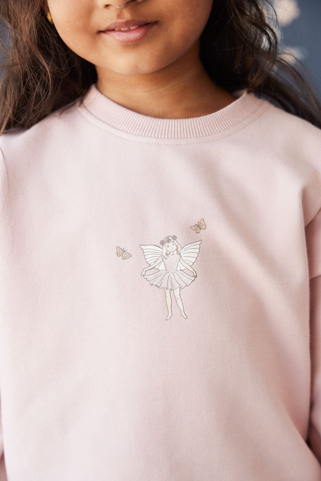 Organic Cotton Bobbie Sweatshirt - Shell Pink Fairy Childrens Top from Jamie Kay USA