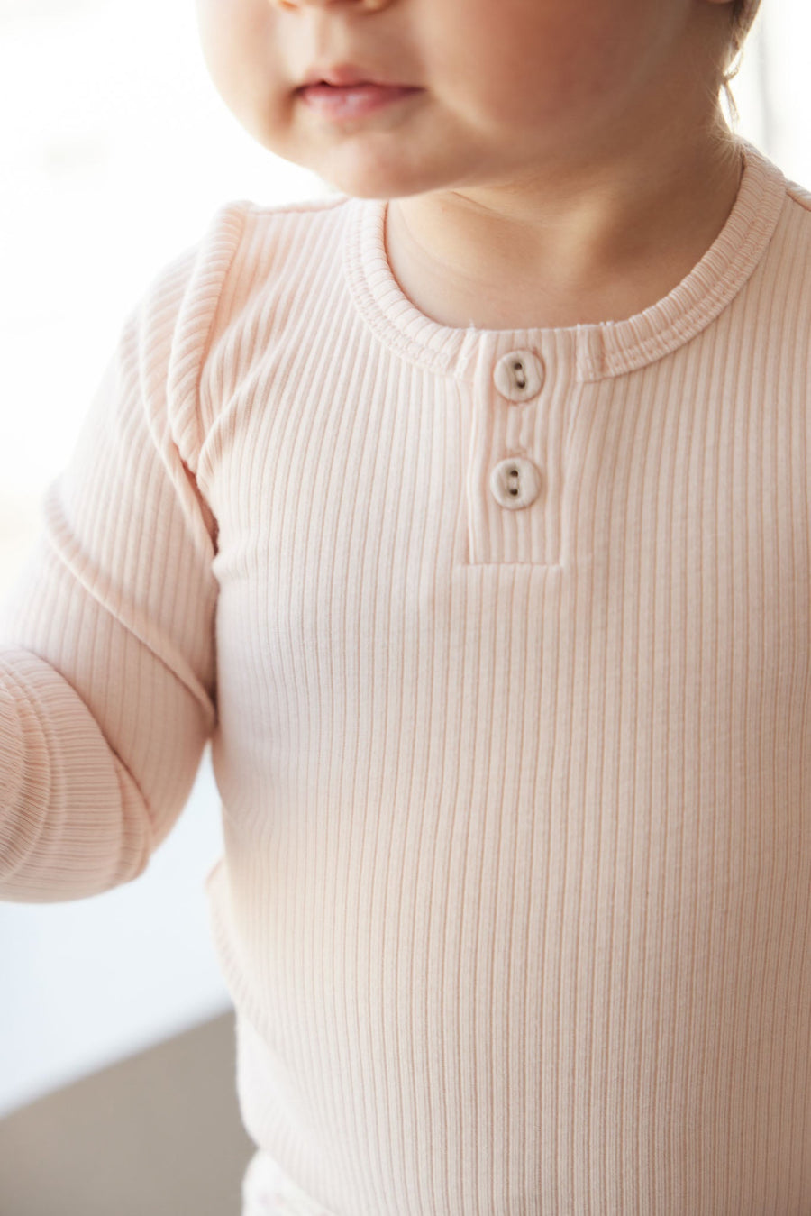 Organic Cotton Modal Long Sleeve Bodysuit - Dainty Pink Childrens Bodysuit from Jamie Kay USA