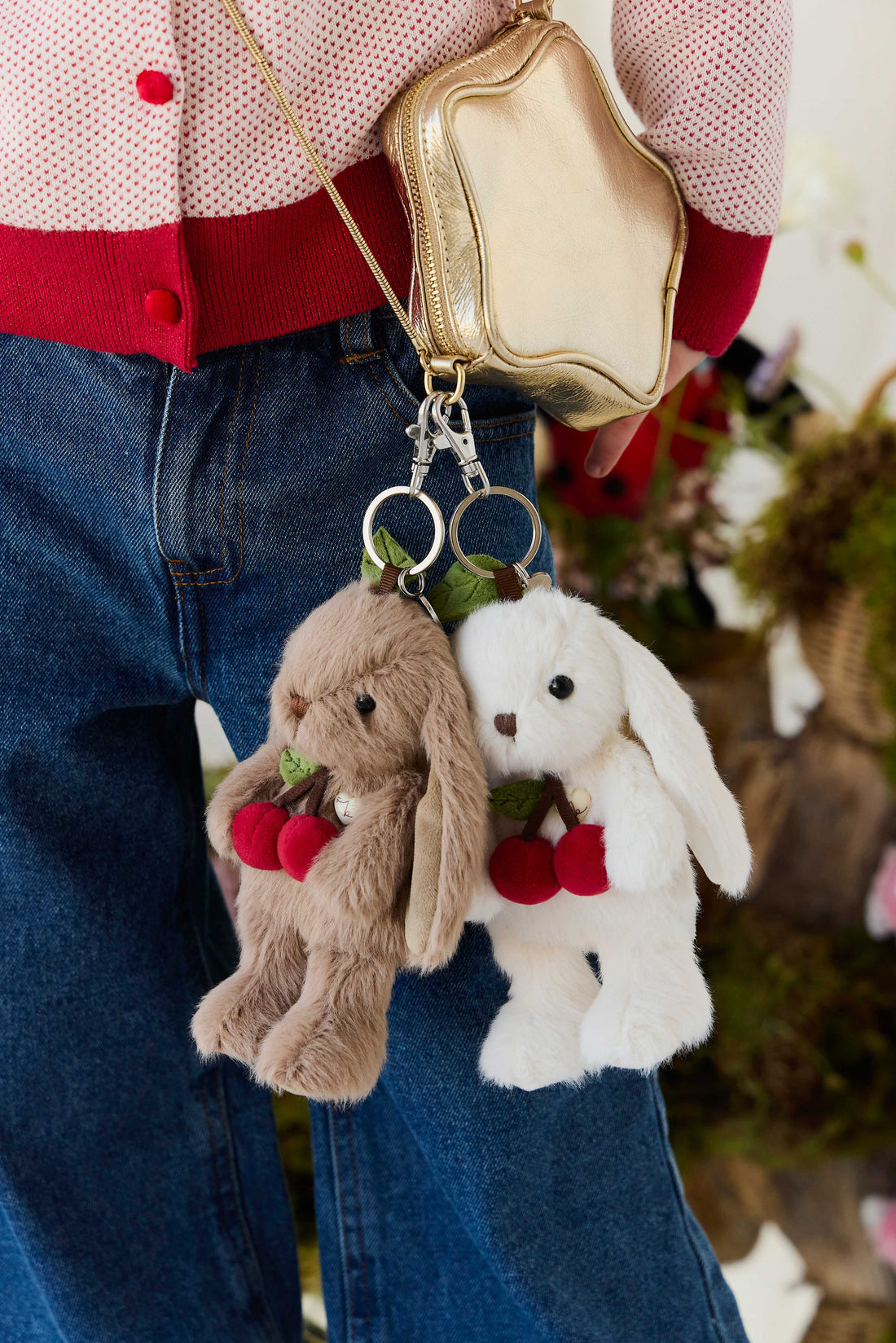 Snuggle Bunnies - Cherry Penelope Keyring - Marshmallow Childrens Toys from Jamie Kay USA