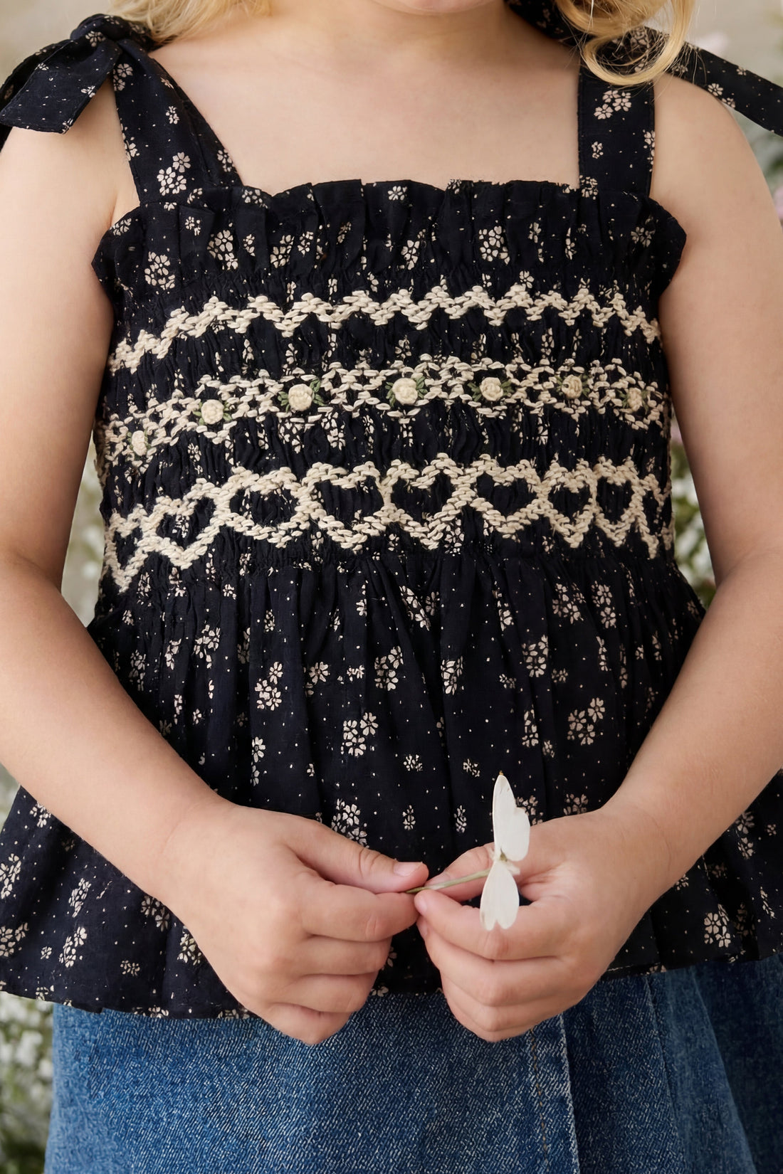 Organic Cotton Carine Top - Maisie Navy Childrens Top from Jamie Kay USA
