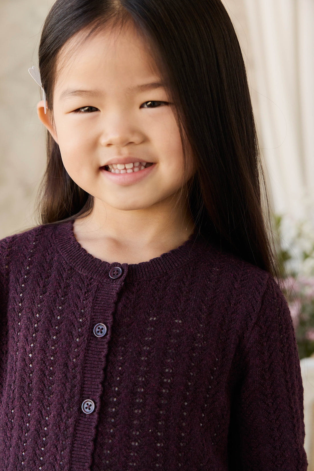 Maxine Knitted Cardigan - Blackcurrant Childrens Cardigan from Jamie Kay USA