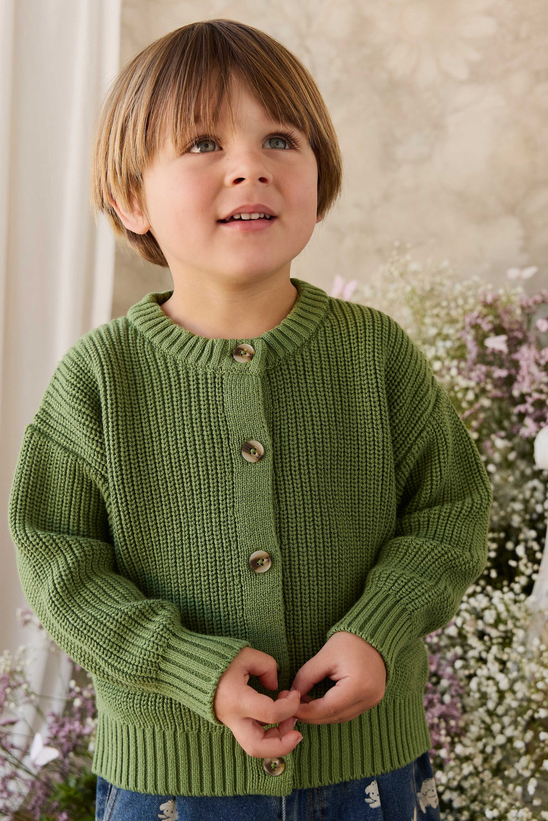 Johan Knitted Cardigan - Matcha Childrens Cardigan from Jamie Kay USA
