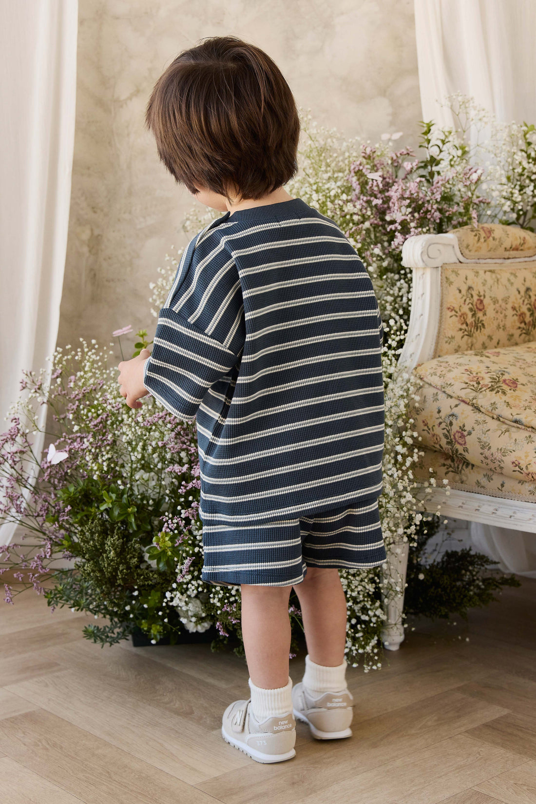 Organic Cotton Waffle Leith Short - Dreamer Stripe Captain Childrens Short from Jamie Kay USA