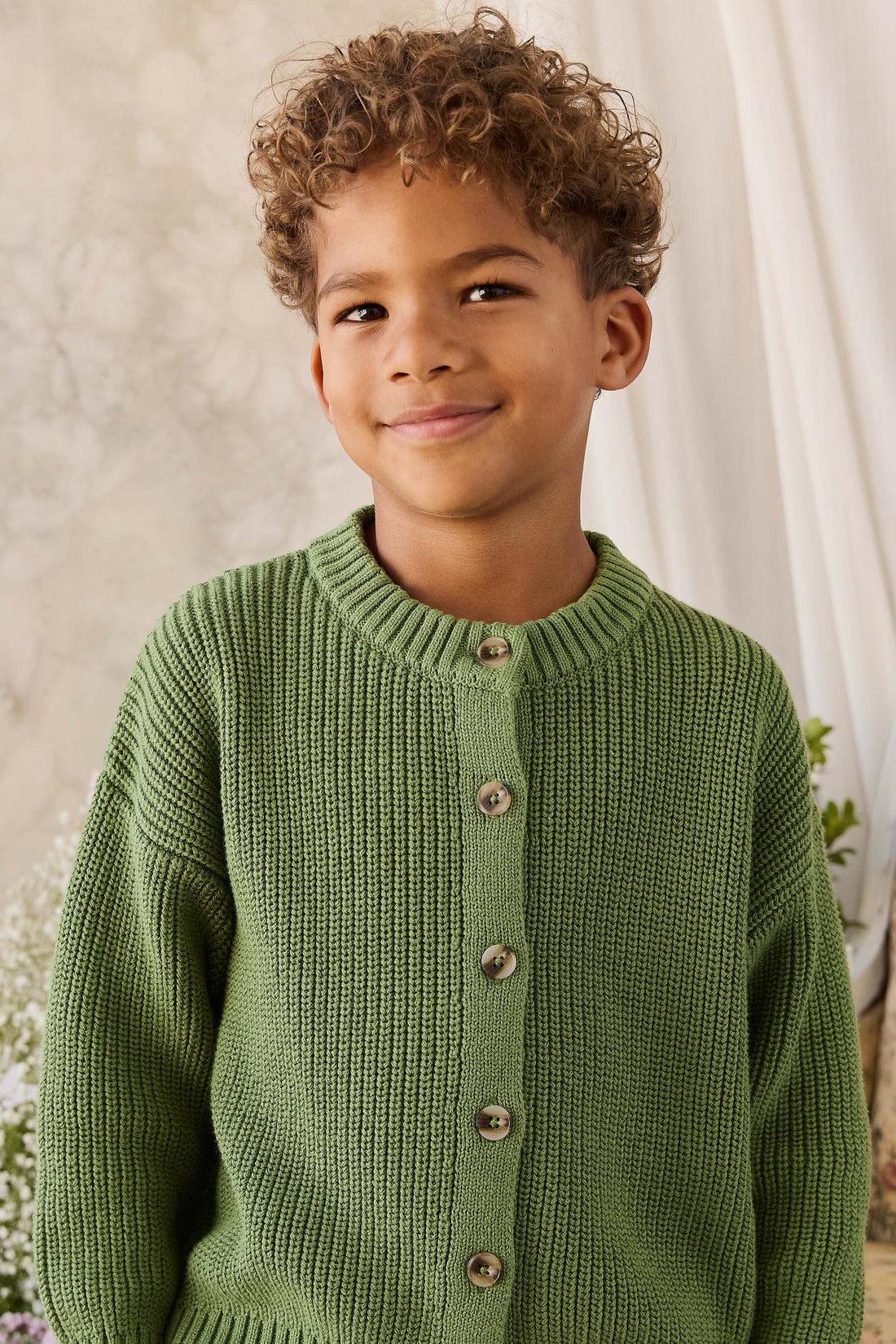 Johan Knitted Cardigan - Matcha Childrens Cardigan from Jamie Kay USA