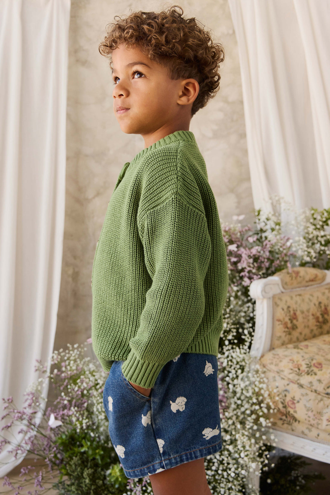 Johan Knitted Cardigan - Matcha Childrens Cardigan from Jamie Kay USA