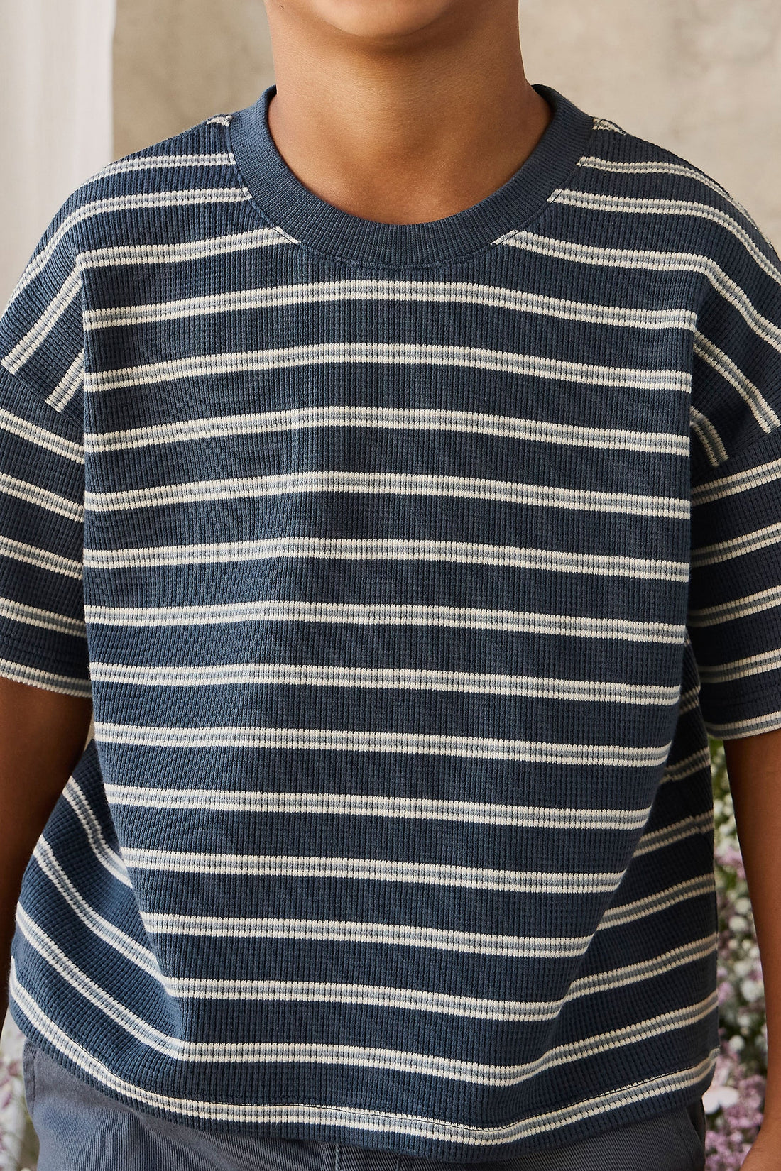 Organic Cotton Waffle Leith Tee - Dreamer Stripe Captain Childrens Top from Jamie Kay USA