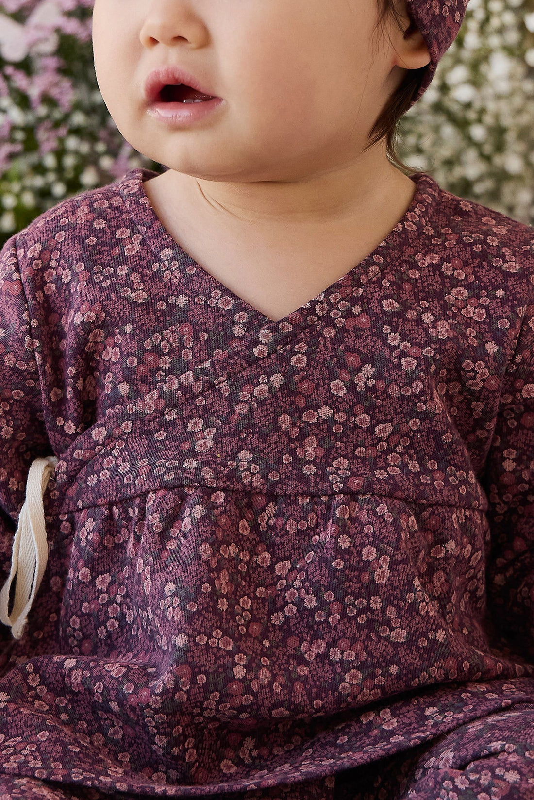 Organic Cotton Clemence Wrap Top - Fig Floral Childrens Top from Jamie Kay USA