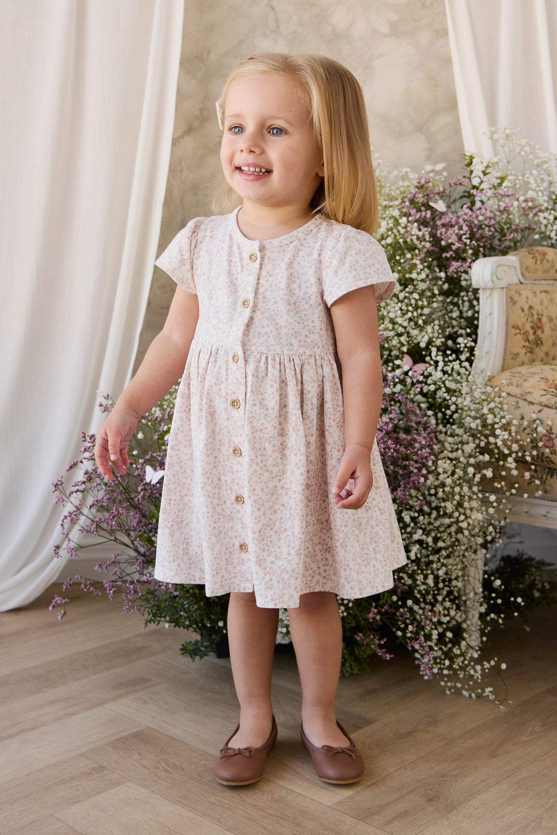 Organic Cotton Dahlia Dress - Posy Milk Childrens Dress from Jamie Kay USA