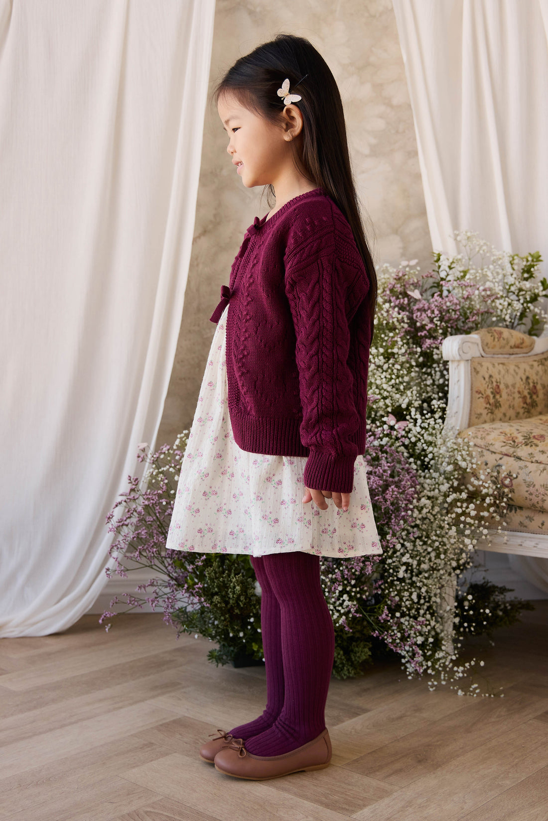 Josephine Knitted Cardigan - Mulberry Wood Childrens Cardigan from Jamie Kay USA