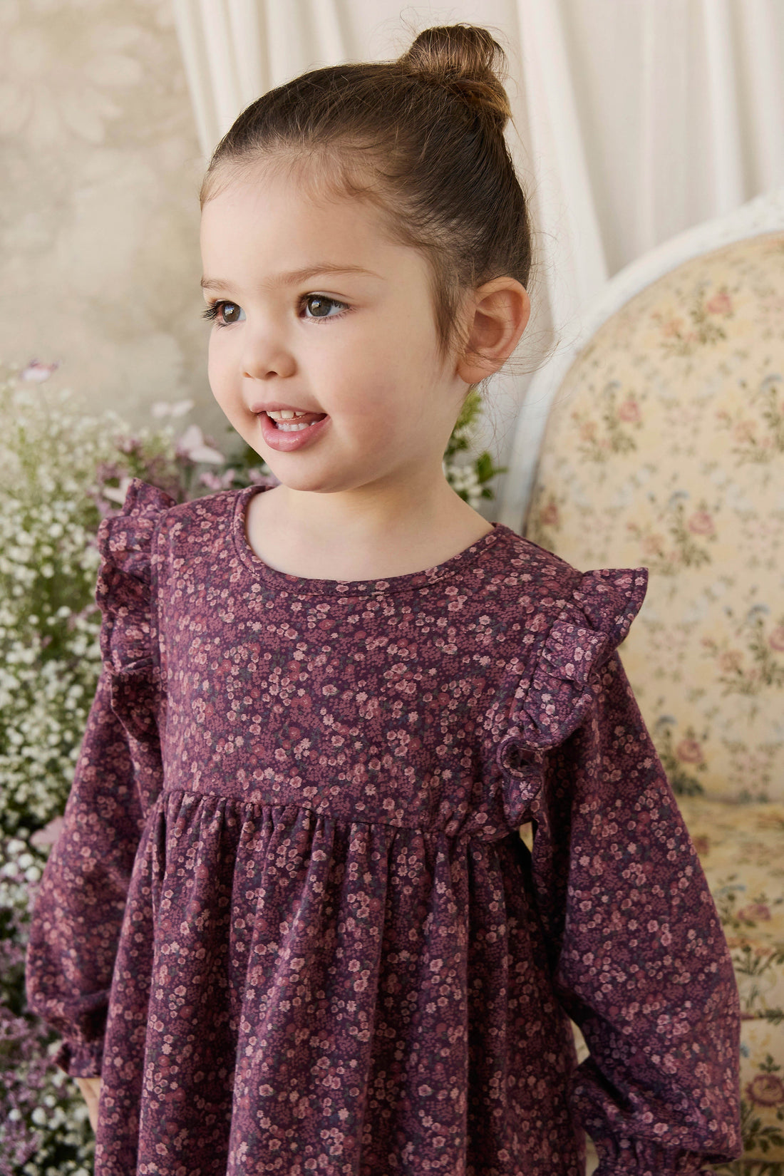 Organic Cotton Frankie Dress - Fig Floral Childrens Dress from Jamie Kay USA