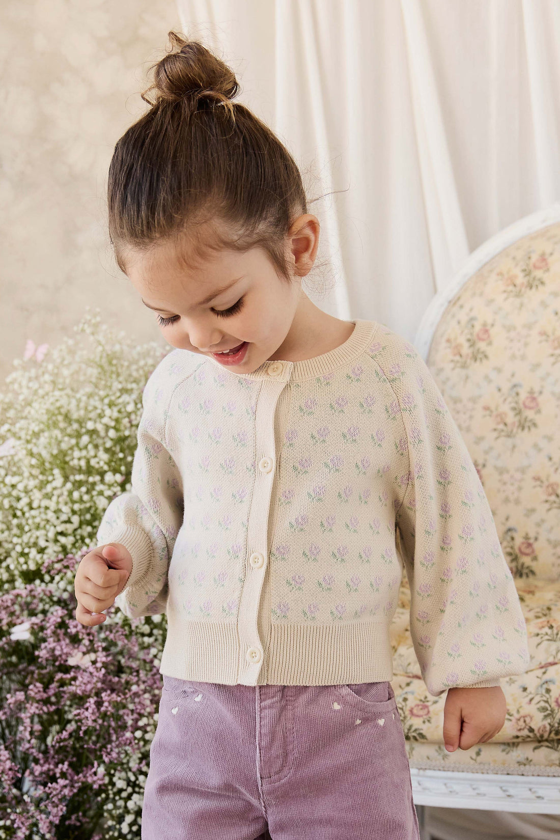 Evie Knitted Cardigan - Vanilla Evie Childrens Cardigan from Jamie Kay USA