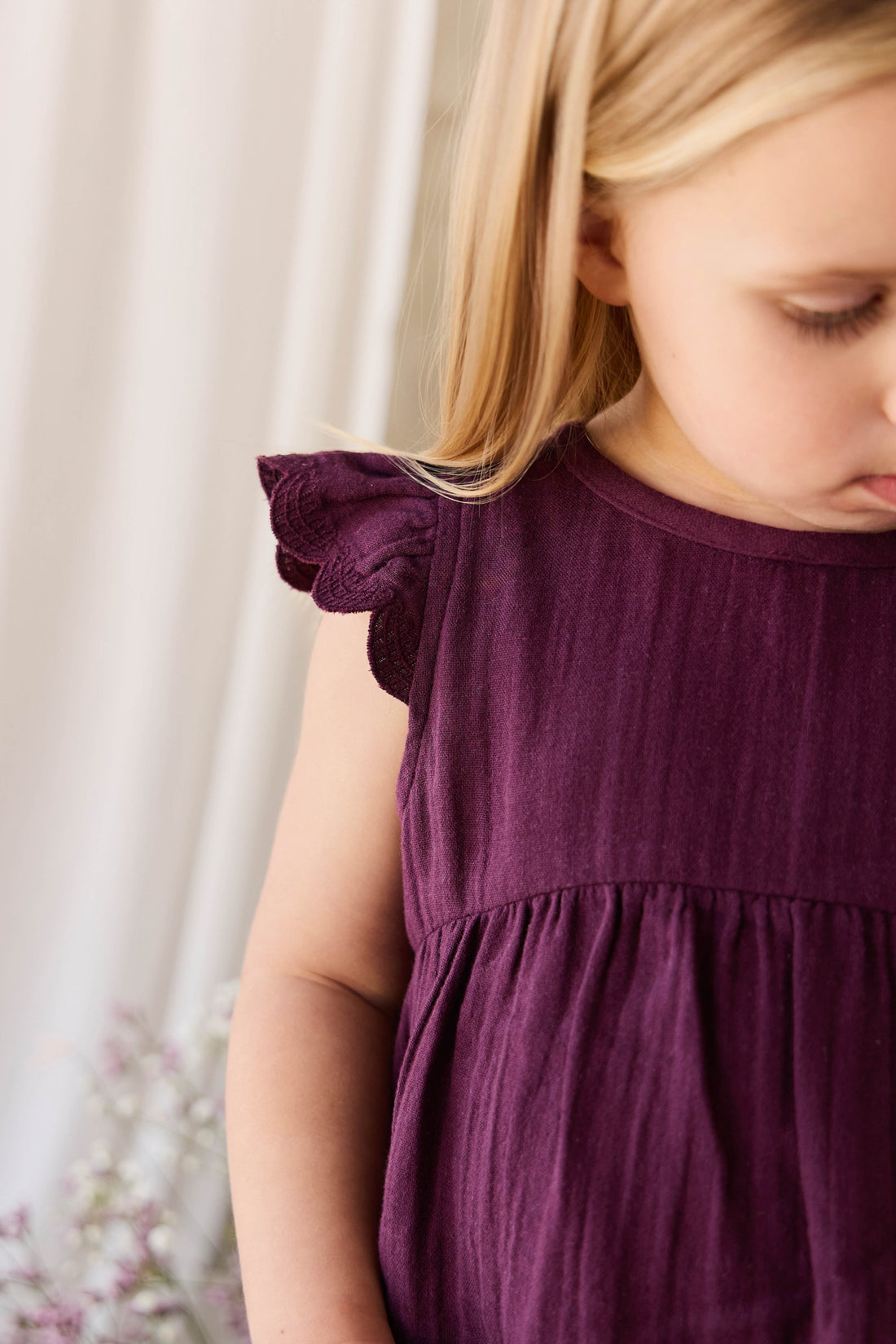Organic Cotton Muslin Lace Dress - Fig Childrens Dress from Jamie Kay USA