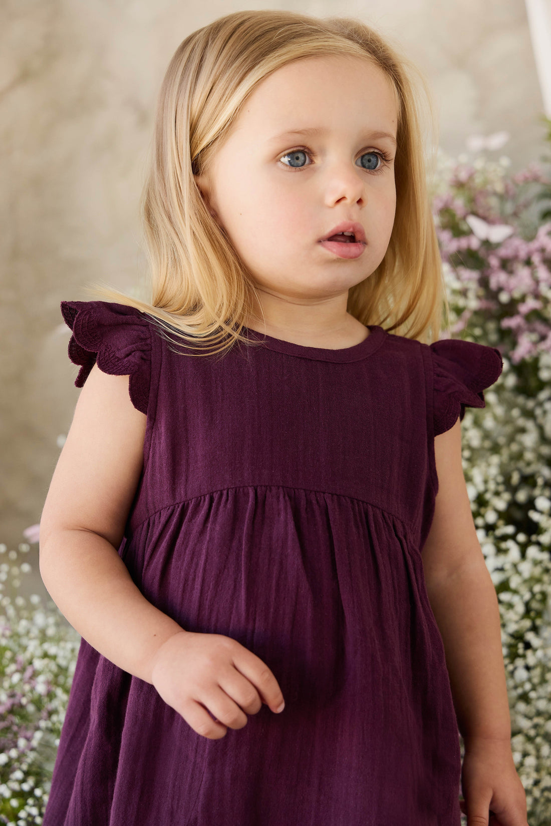 Organic Cotton Muslin Lace Dress - Fig Childrens Dress from Jamie Kay USA
