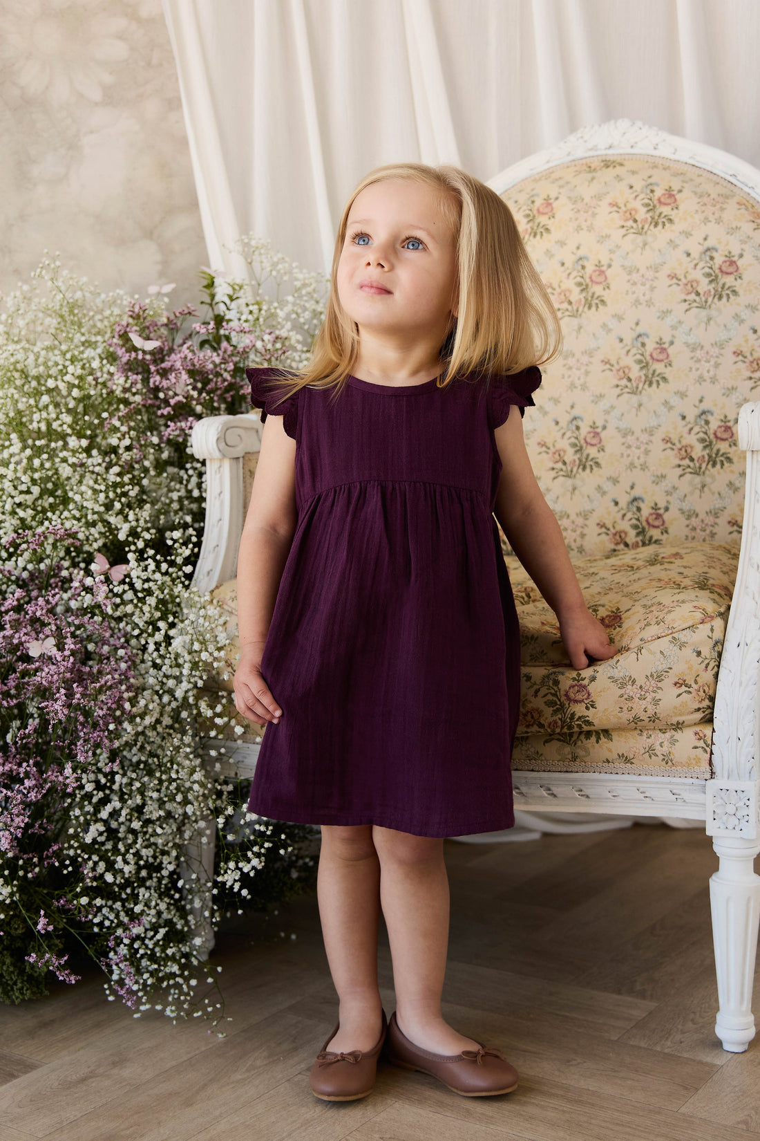 Organic Cotton Muslin Lace Dress - Fig Childrens Dress from Jamie Kay USA
