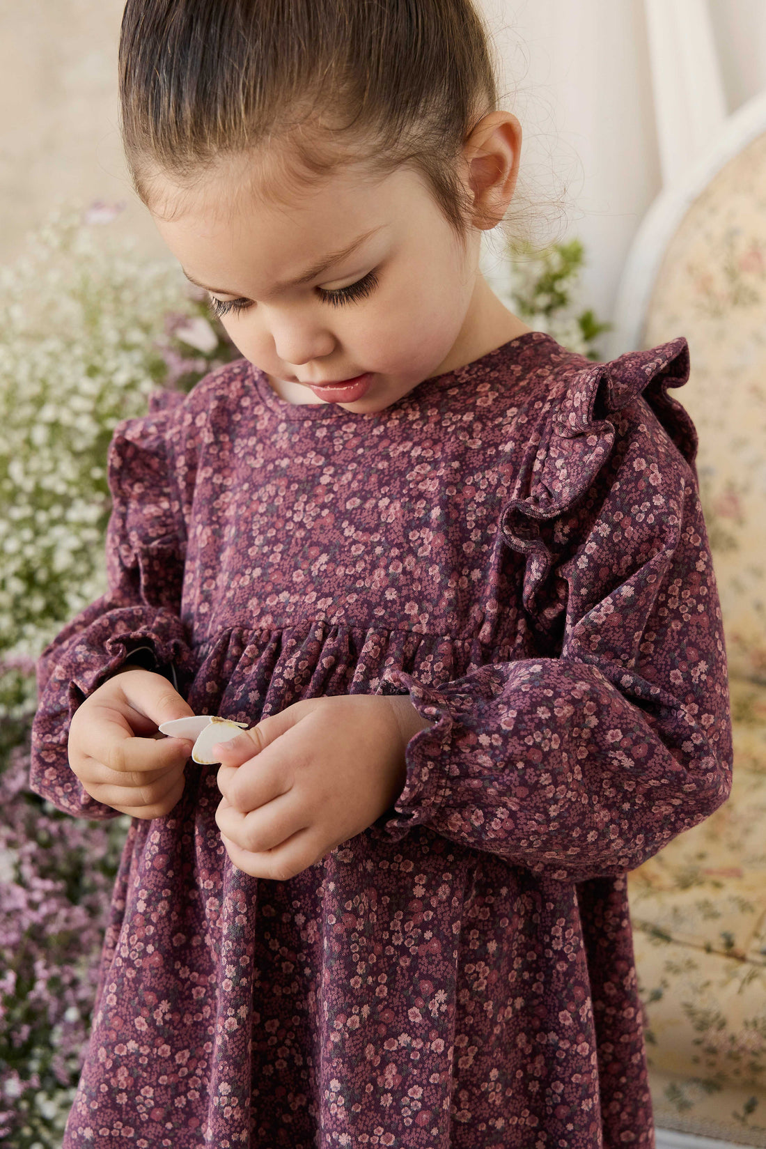 Organic Cotton Frankie Dress - Fig Floral Childrens Dress from Jamie Kay USA