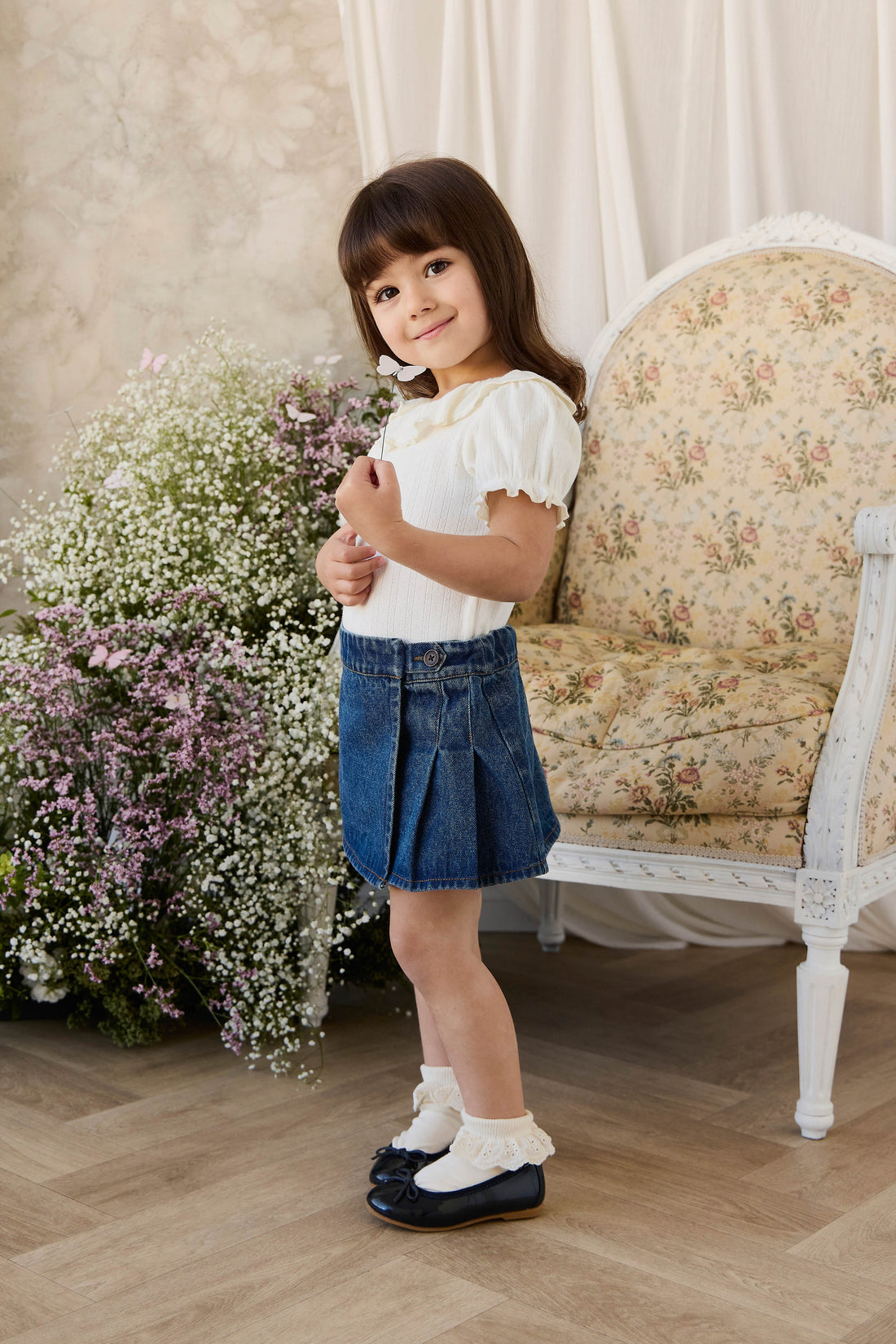Beatrice Skirt - Classic Denim Childrens Skirt from Jamie Kay USA