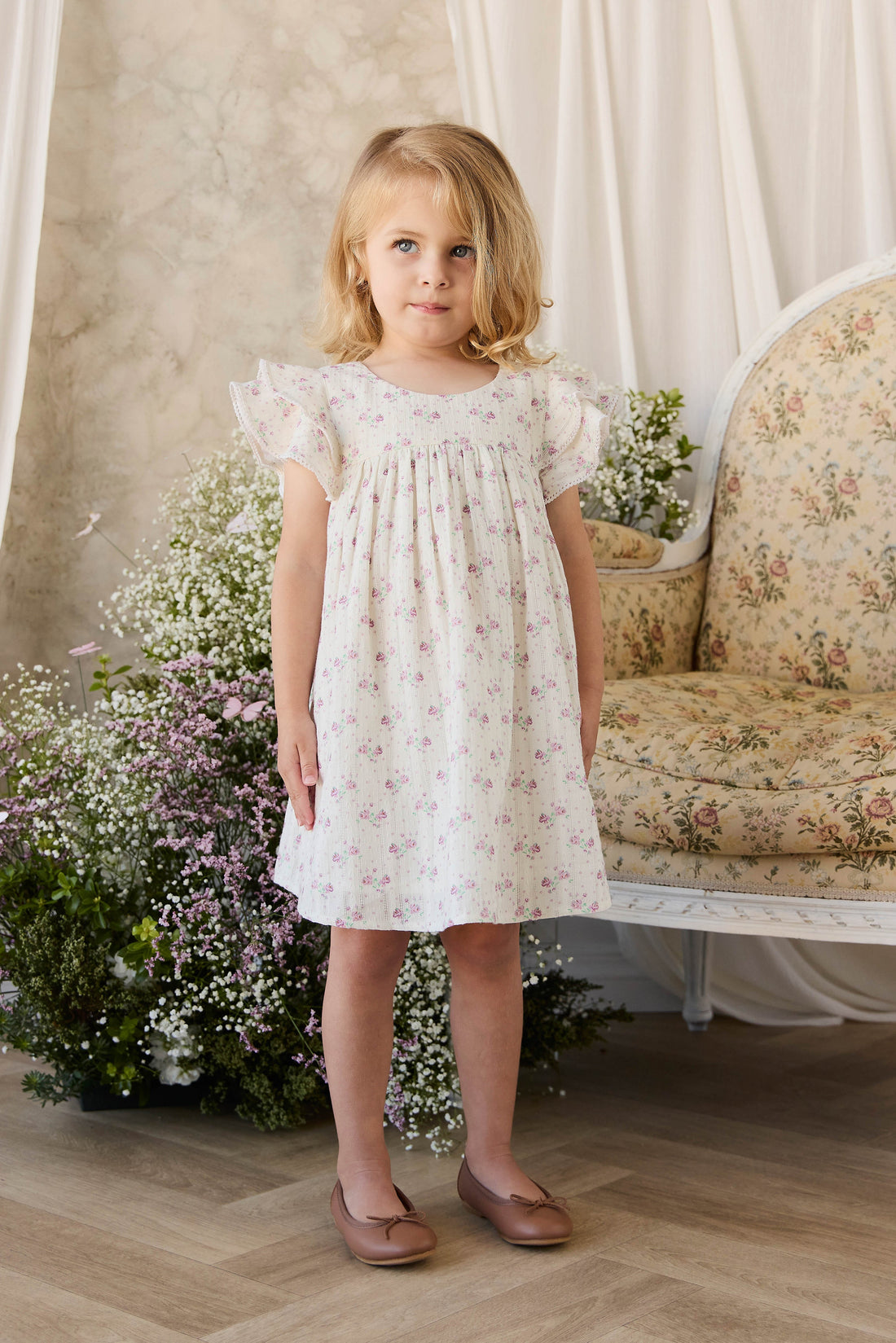 Organic Cotton Caroline Dress - Molly Lilac Childrens Dress from Jamie Kay USA