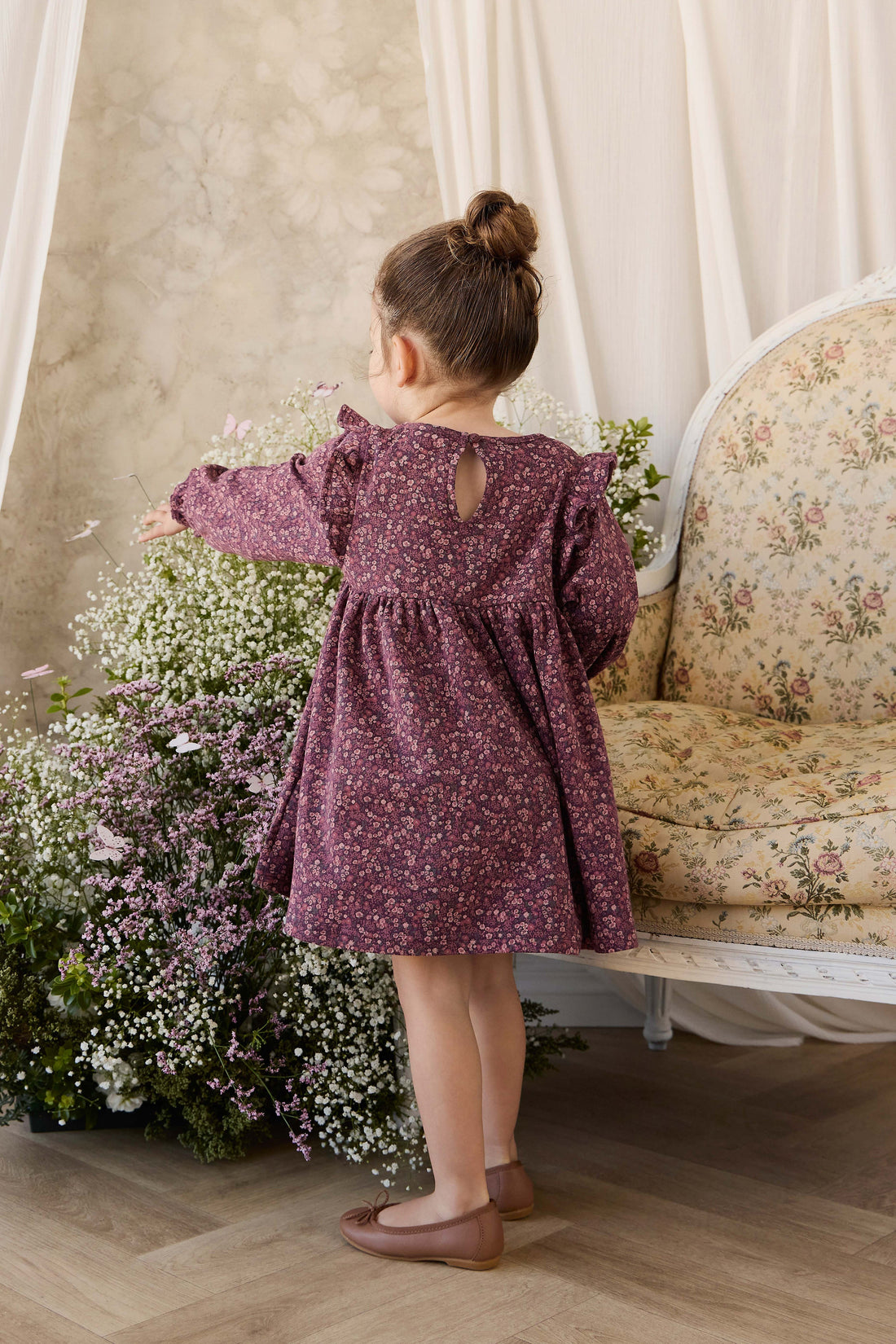 Organic Cotton Frankie Dress - Fig Floral Childrens Dress from Jamie Kay USA