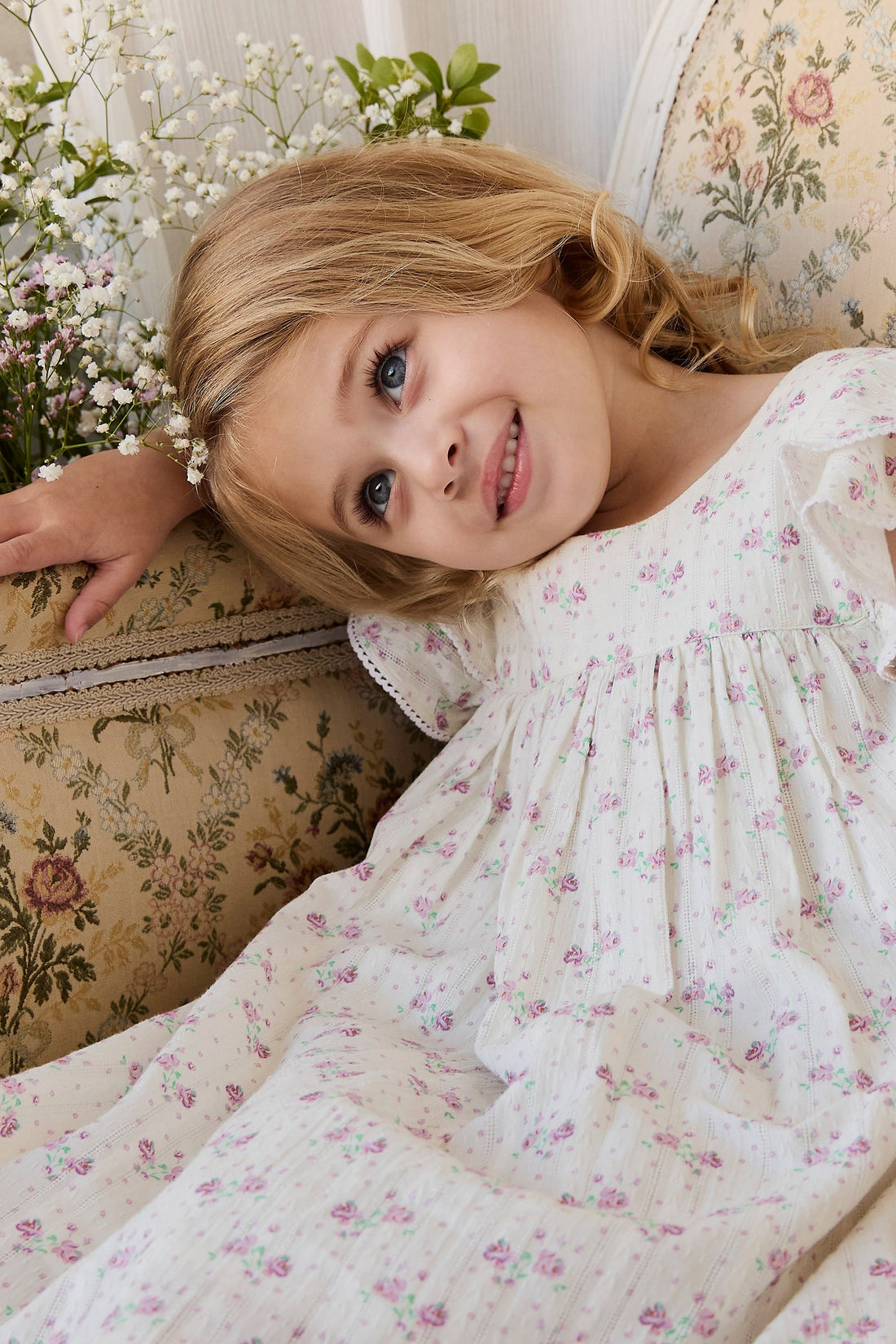 Organic Cotton Caroline Dress - Molly Lilac Childrens Dress from Jamie Kay USA