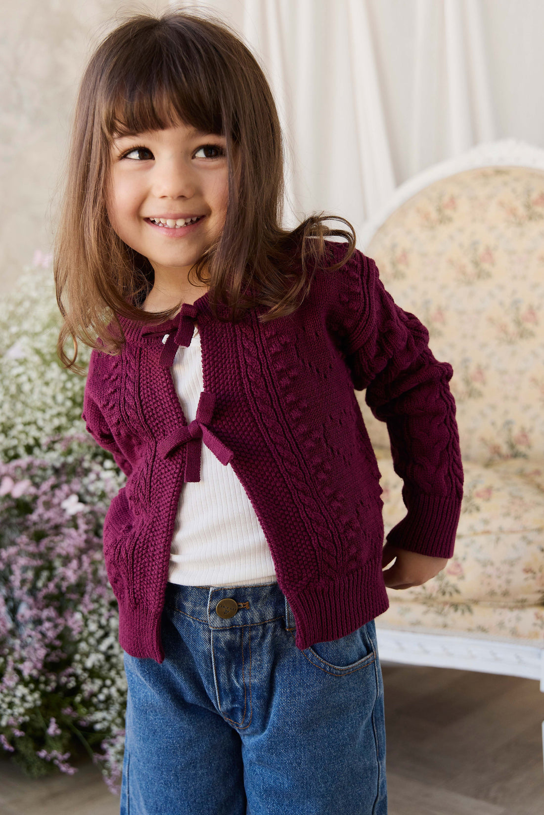 Josephine Knitted Cardigan - Mulberry Wood Childrens Cardigan from Jamie Kay USA