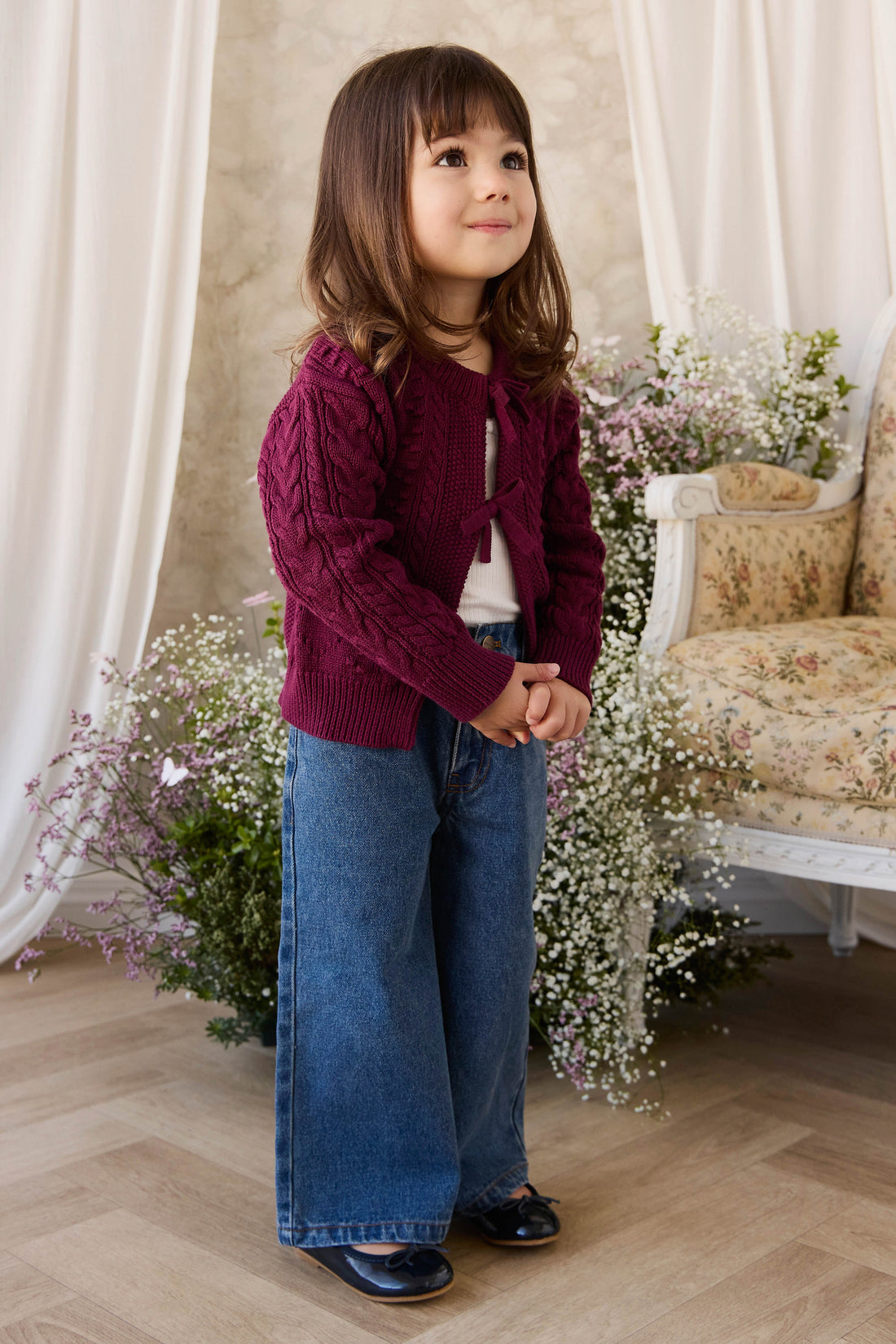 Josephine Knitted Cardigan - Mulberry Wood Childrens Cardigan from Jamie Kay USA