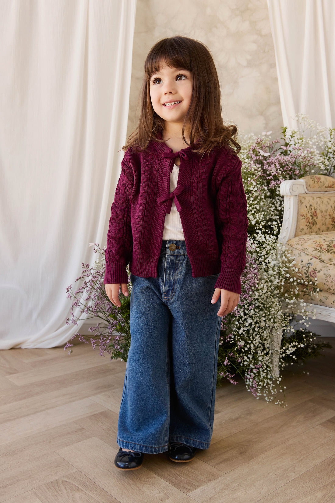 Josephine Knitted Cardigan - Mulberry Wood Childrens Cardigan from Jamie Kay USA