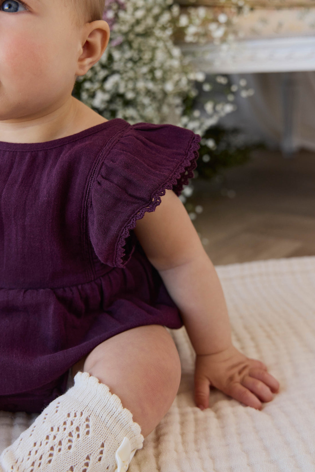 Organic Cotton Muslin Beatrice Playsuit - Fig Childrens Playsuit from Jamie Kay USA