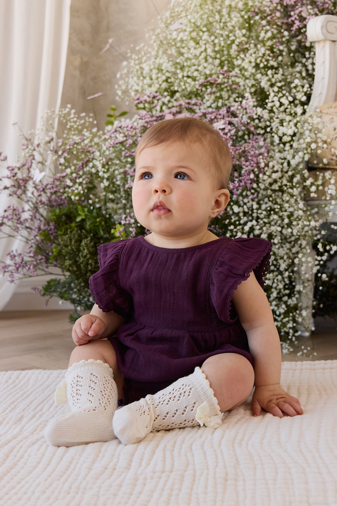Organic Cotton Muslin Beatrice Playsuit - Fig Childrens Playsuit from Jamie Kay USA