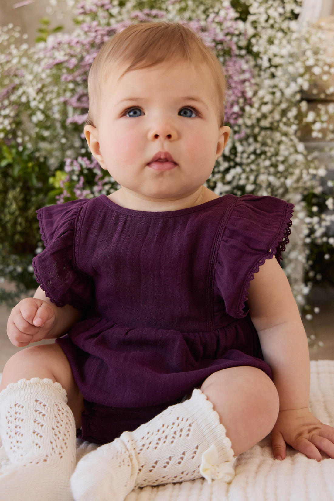 Organic Cotton Muslin Beatrice Playsuit - Fig Childrens Playsuit from Jamie Kay USA