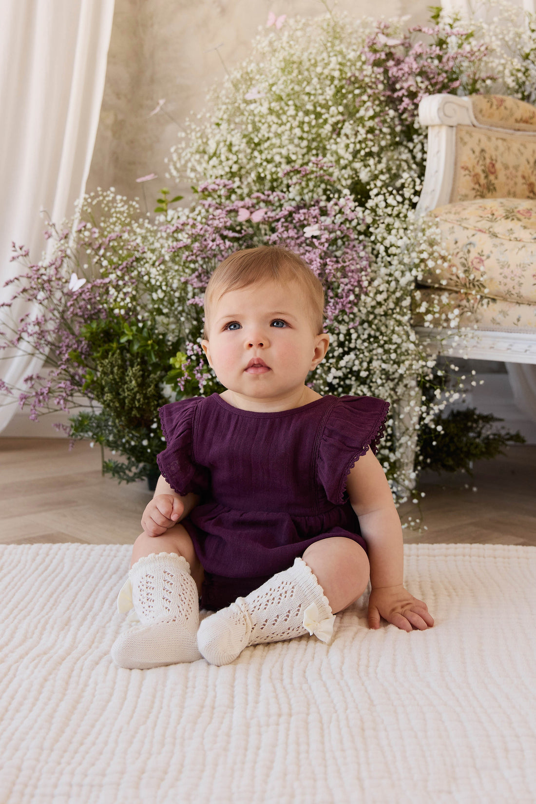 Organic Cotton Muslin Beatrice Playsuit - Fig Childrens Playsuit from Jamie Kay USA