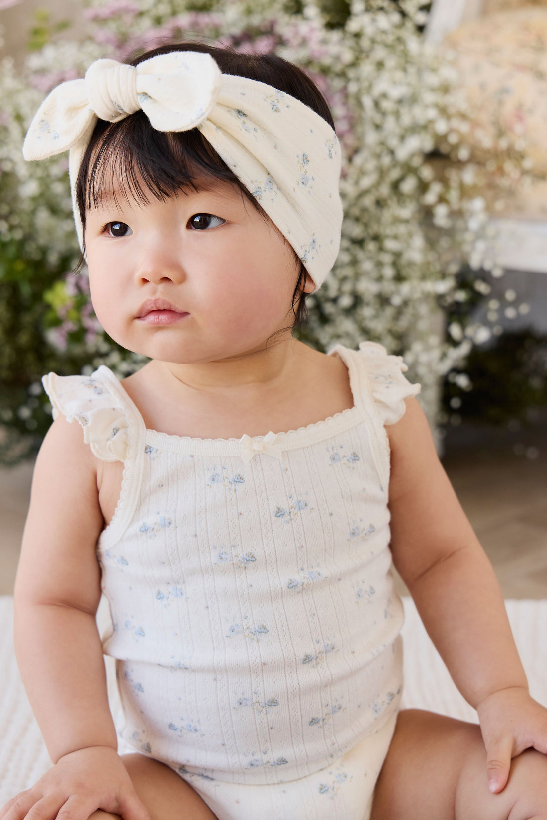 Organic Cotton Pointelle Eliane Bodysuit - Molly Blue Childrens Bodysuit from Jamie Kay USA