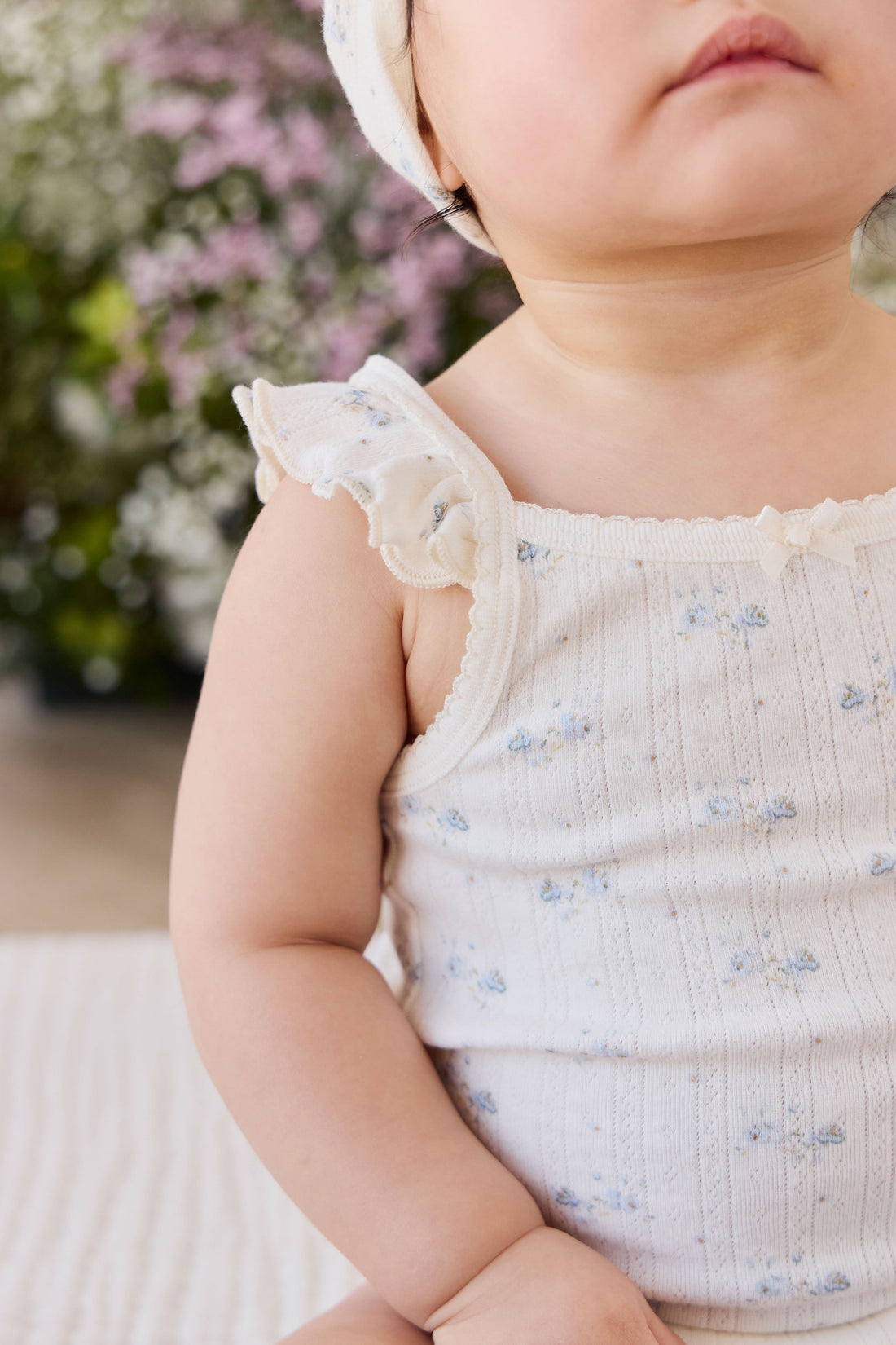 Organic Cotton Pointelle Eliane Bodysuit - Molly Blue Childrens Bodysuit from Jamie Kay USA