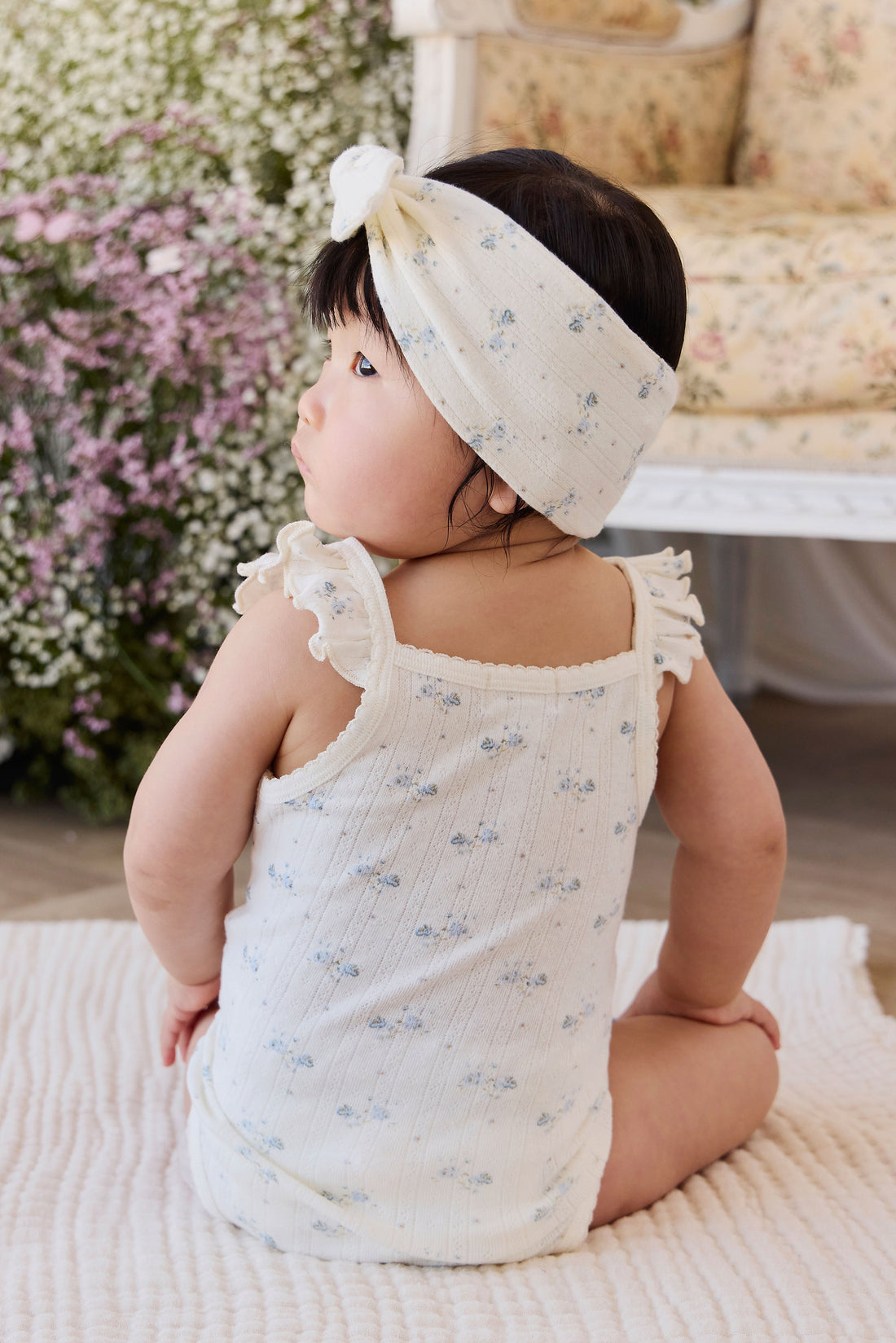 Organic Cotton Pointelle Eliane Bodysuit - Molly Blue Childrens Bodysuit from Jamie Kay USA
