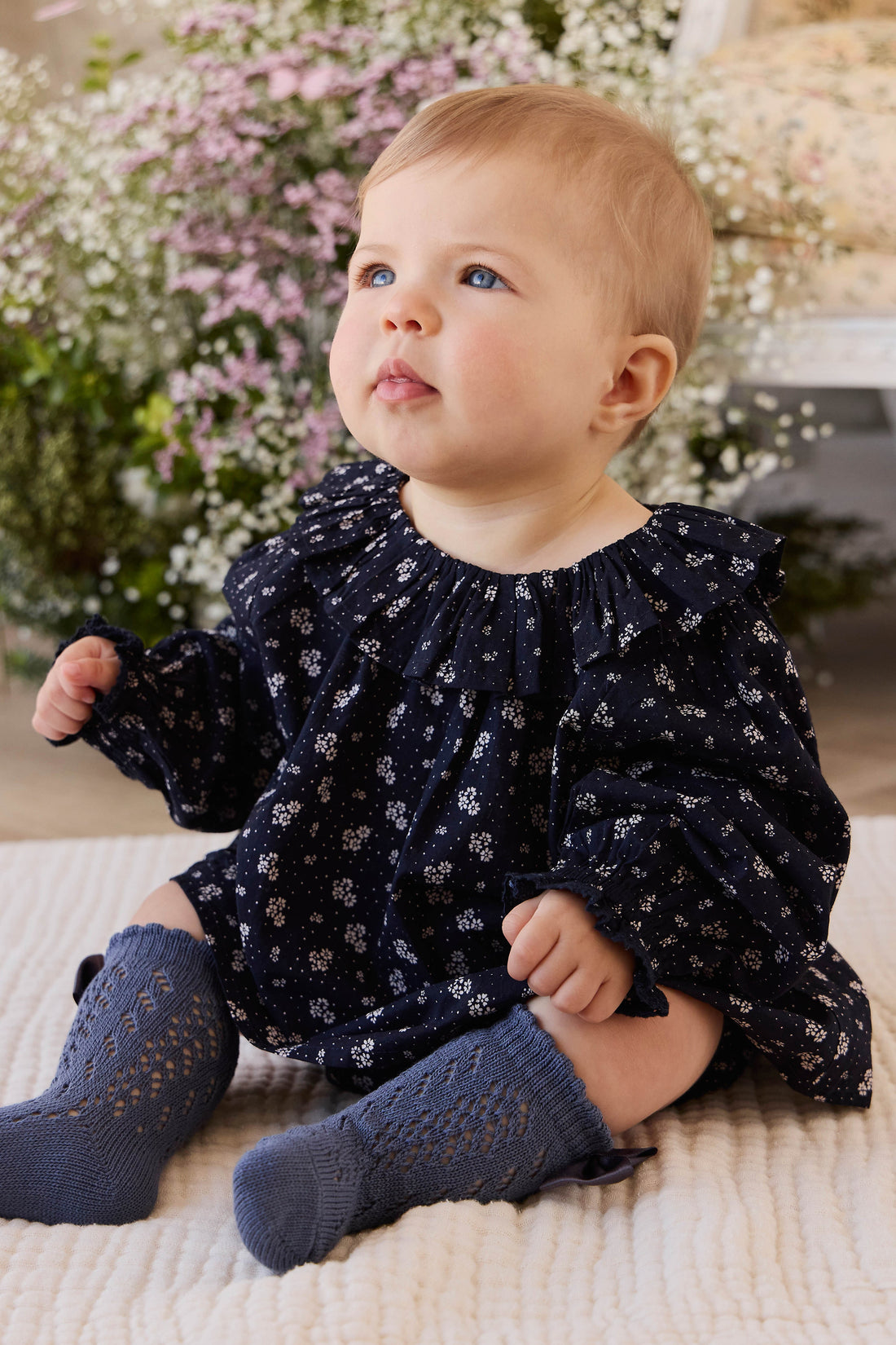 Organic Cotton Dominique Top - Maisie Navy Childrens Top from Jamie Kay USA