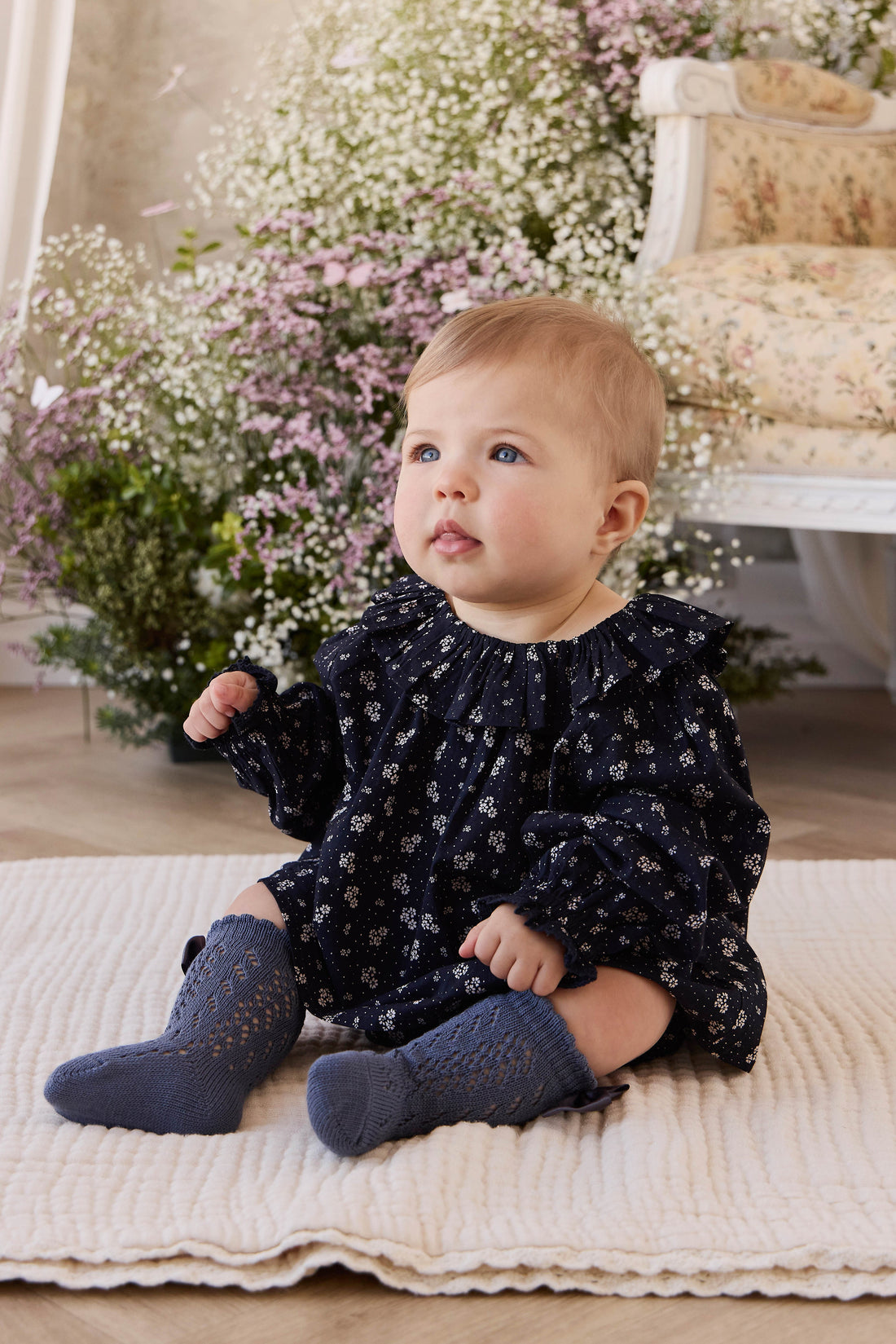 Organic Cotton Dominique Top - Maisie Navy Childrens Top from Jamie Kay USA