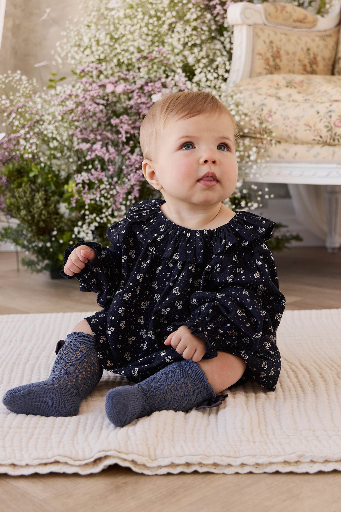 Organic Cotton Dominique Top - Maisie Navy Childrens Top from Jamie Kay USA