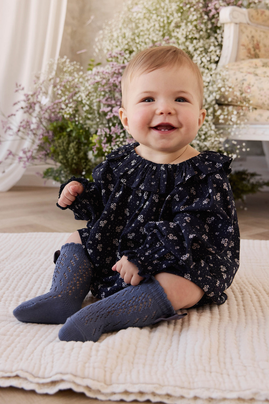 Organic Cotton Dominique Top - Maisie Navy Childrens Top from Jamie Kay USA