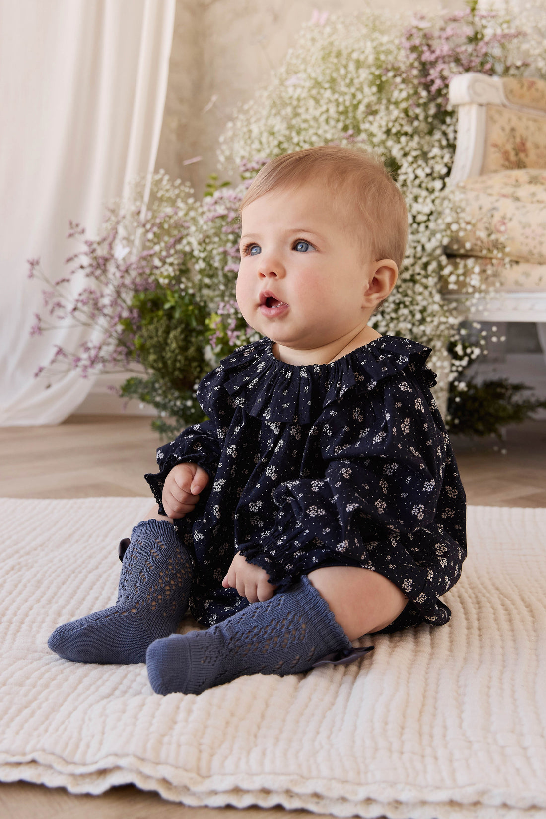 Organic Cotton Dominique Top - Maisie Navy Childrens Top from Jamie Kay USA