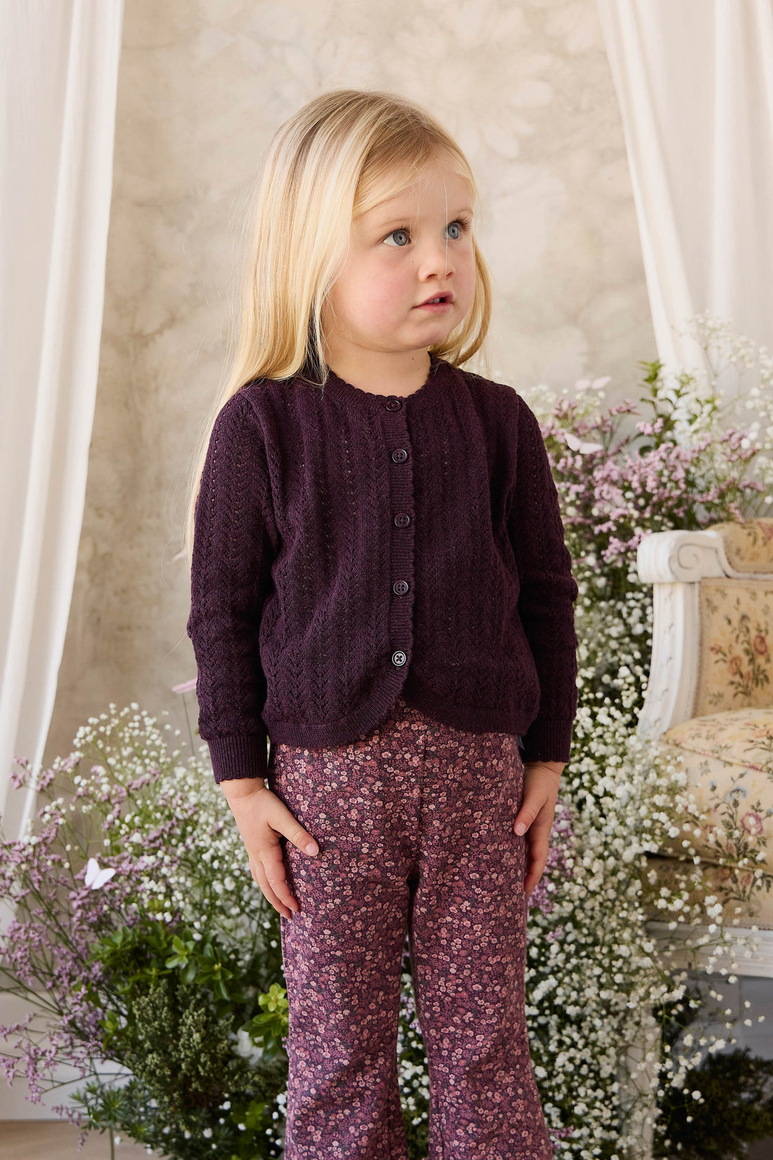 Organic Cotton Dominique Pant - Fig Floral Childrens Pant from Jamie Kay USA
